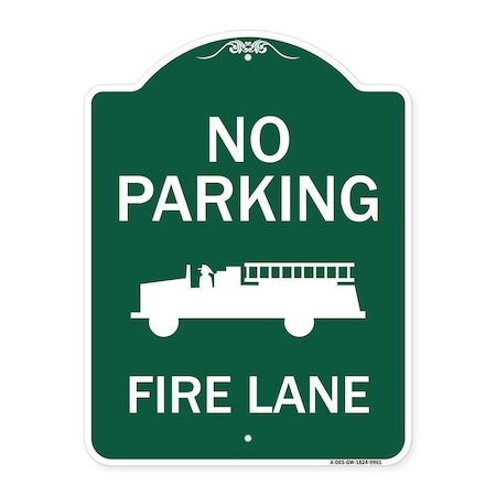 No Parking Fire Lane Heavy-Gauge Aluminum Architectural Sign